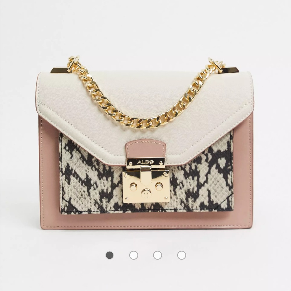 ALDO Yukita Faux Leather Mix Pink Snakeskin Chain Crossbody